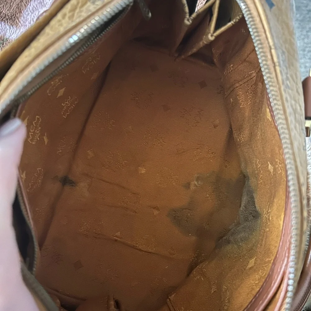 MCM Cognac Visetos Satchel with Gold Hardware and Brown Handles - Picture 6 of 15